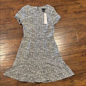 Aqua Black and White Textured Midi Dress